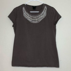 Ann Taylor | Embellished Neck Line Tee
